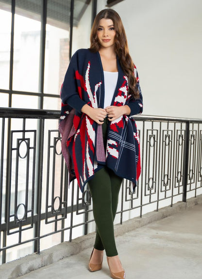 Ruana con mangas en tejido