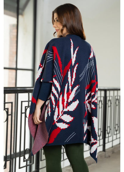 Ruana con mangas en tejido