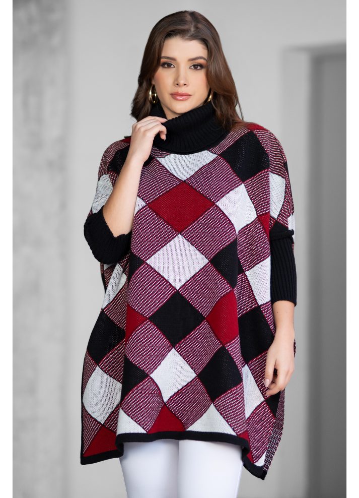 Ruana cuello tortuga en tejido