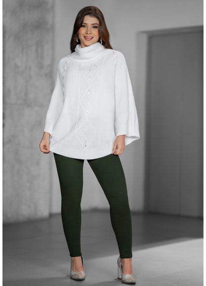 Turtle neck ruana in knit