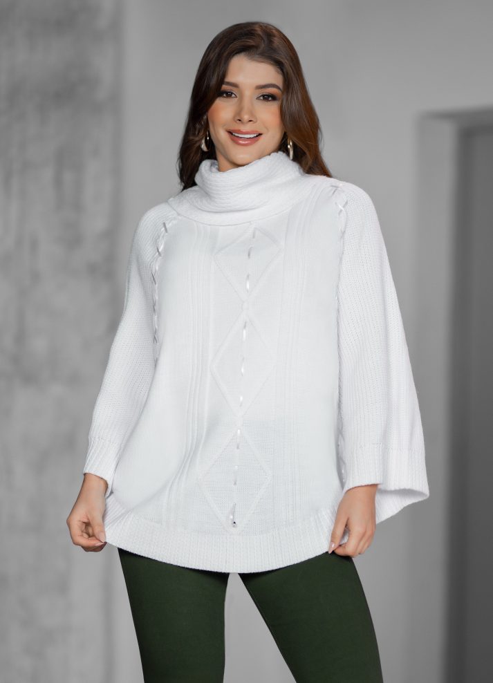 Turtle neck ruana in knit