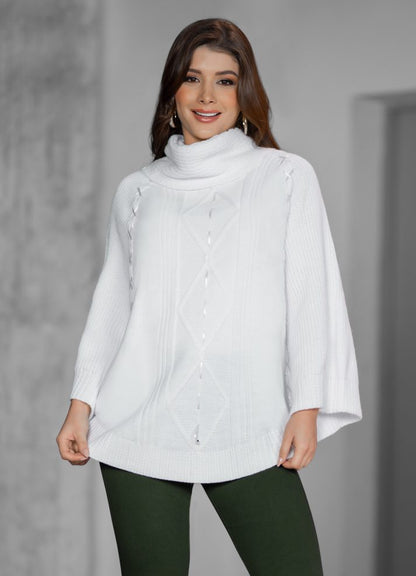 Turtle neck ruana in knit