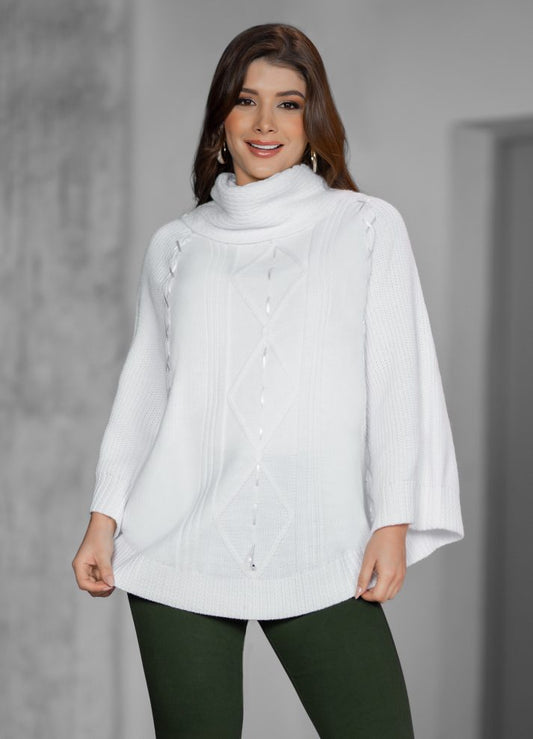 Ruana cuello tortuga en tejido