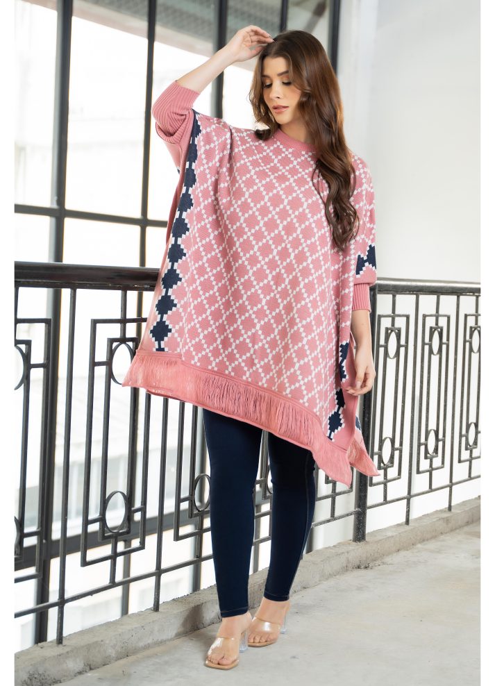 Ruana cuello tortuga en tejido