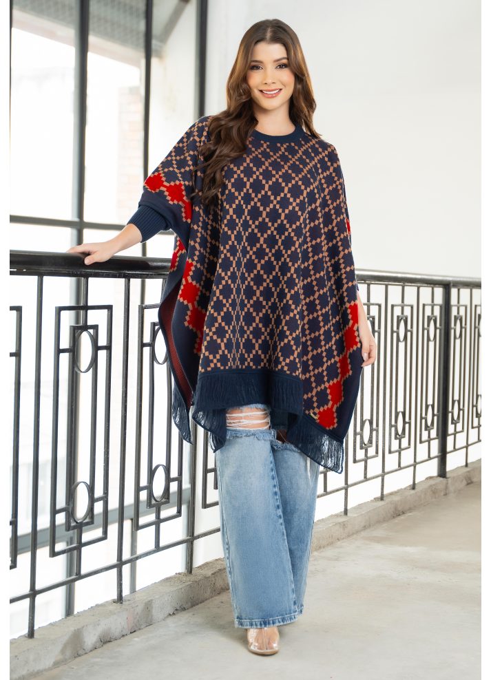 Ruana cuello tortuga en tejido