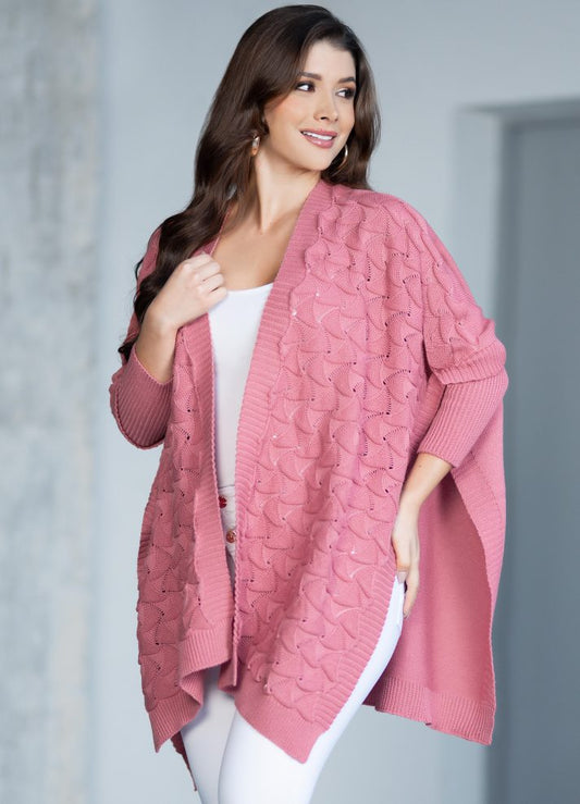 Ruana con mangas en tejido