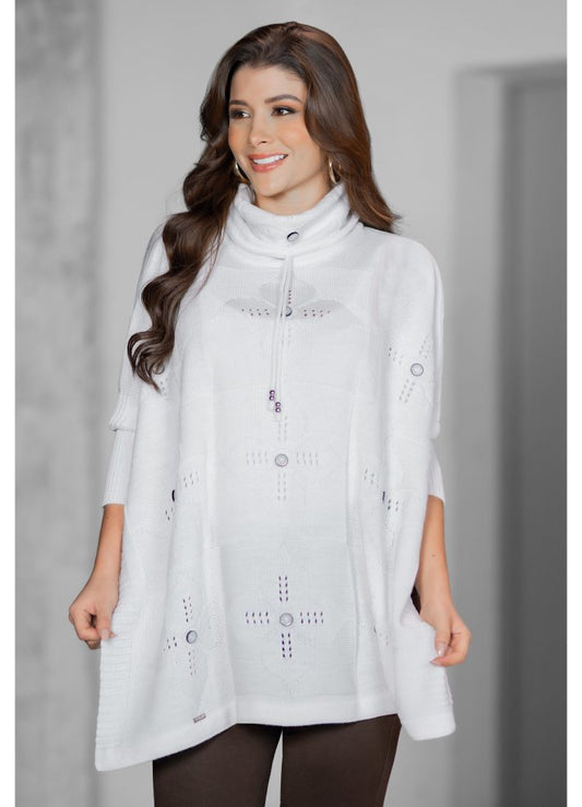 Ruana cuello tortuga en tejido