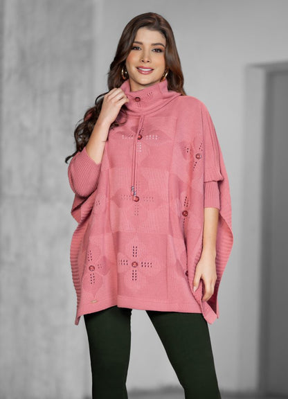 Ruana cuello tortuga en tejido