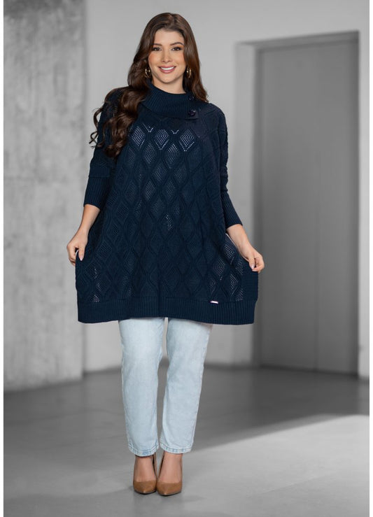 Ruana cuello alto en tejido