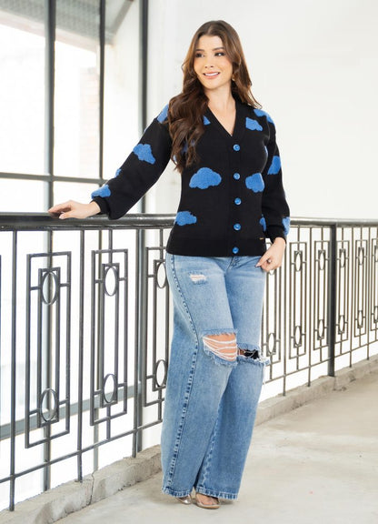 Cardigan con botones en tejido