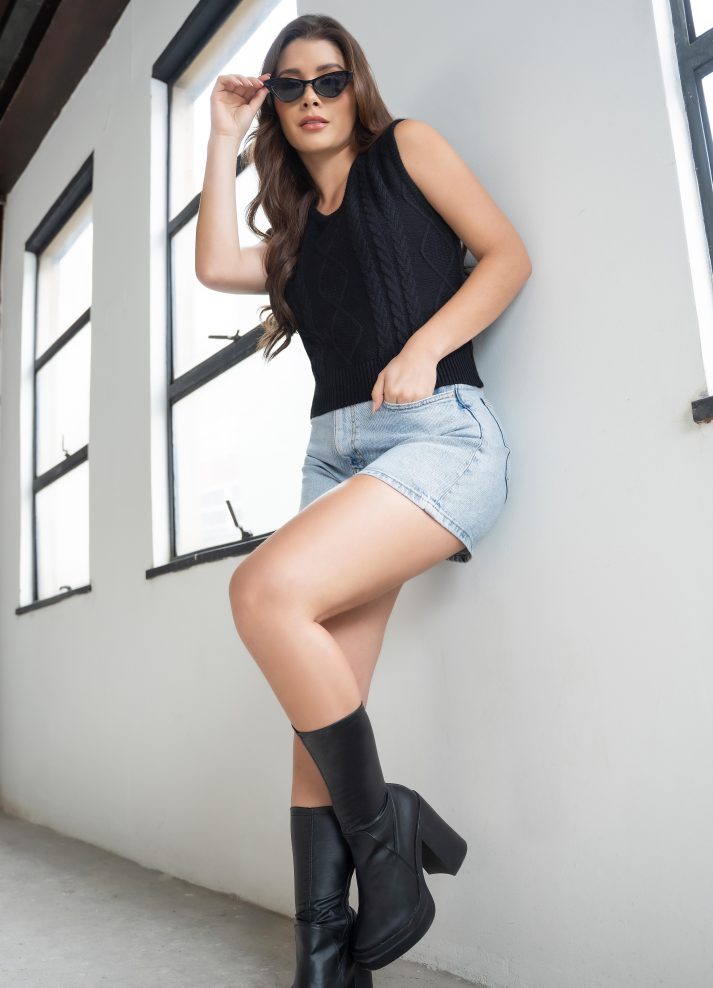 Chaleco tejido trenzado