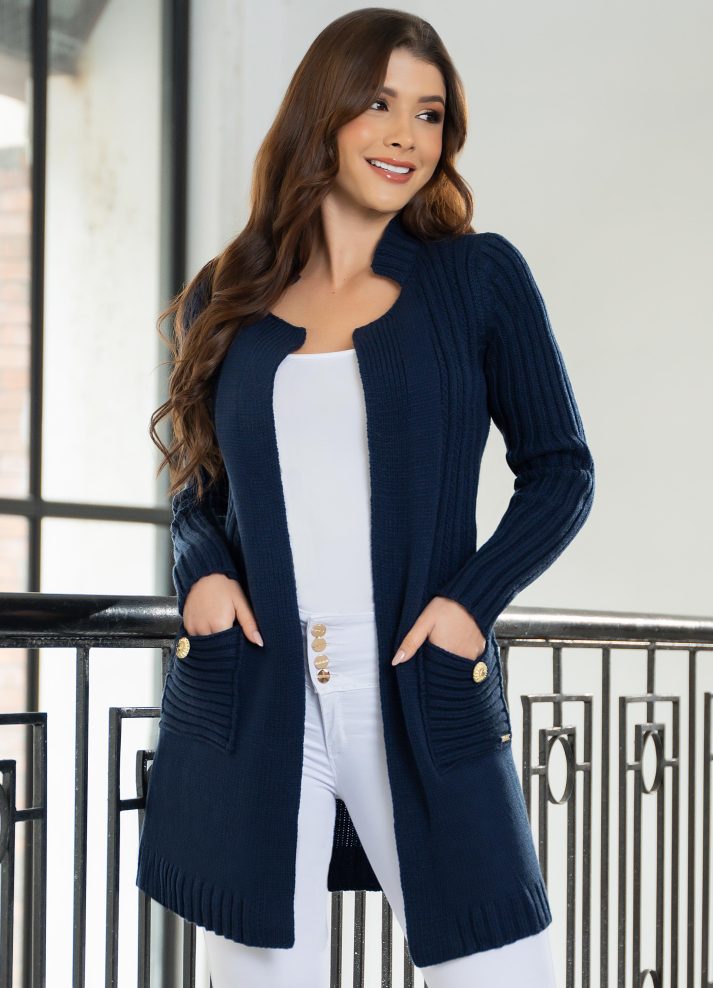 Cardigan abierto largo tejido