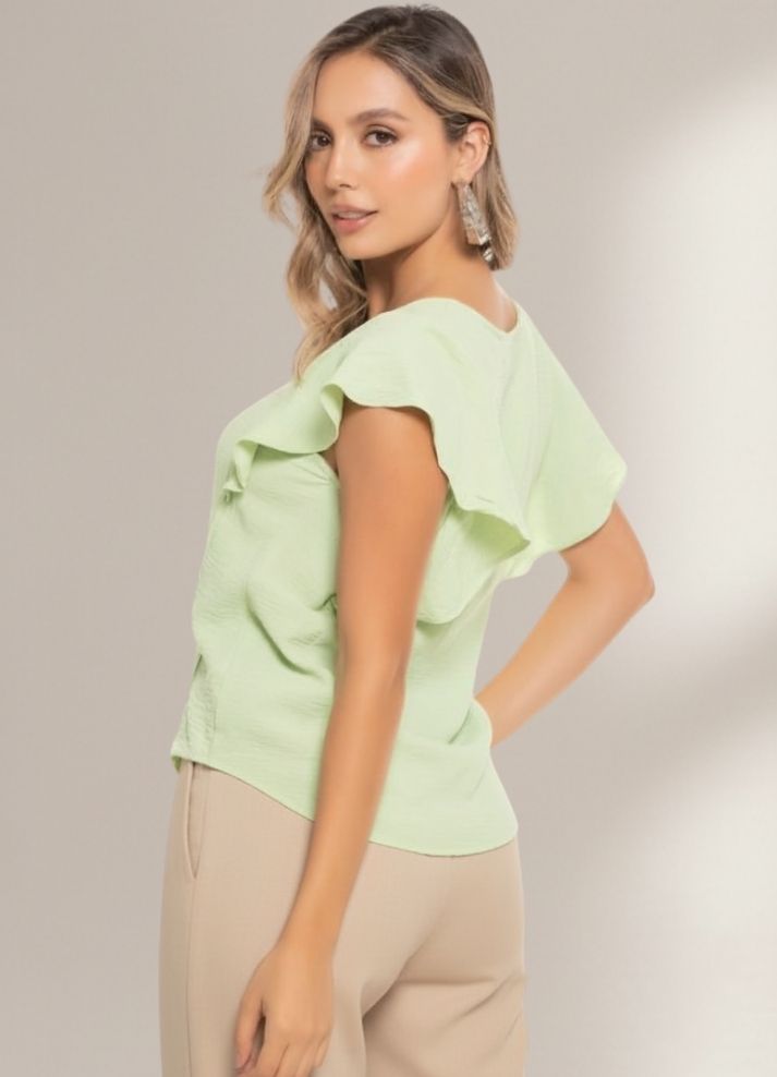 Blusa manga corta volantes