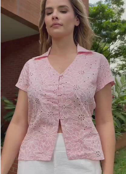 Blusa manga corta ojalillo